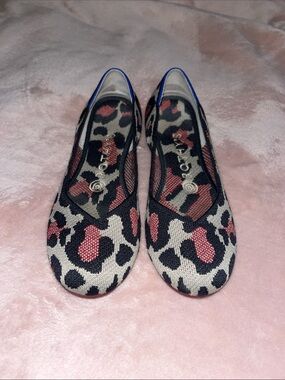 Rothy's Leopard Knit Ballet Flats in Black, Beige & Red